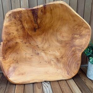 Enrico wood serving bowl live edge style natural wood grain rustic decor